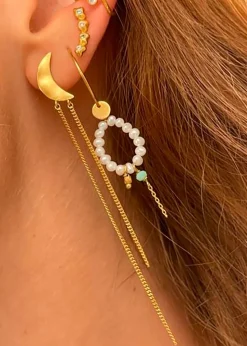 Bella Moon Earring with Long Chains