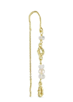 Chain earring w. gemstones & pearl