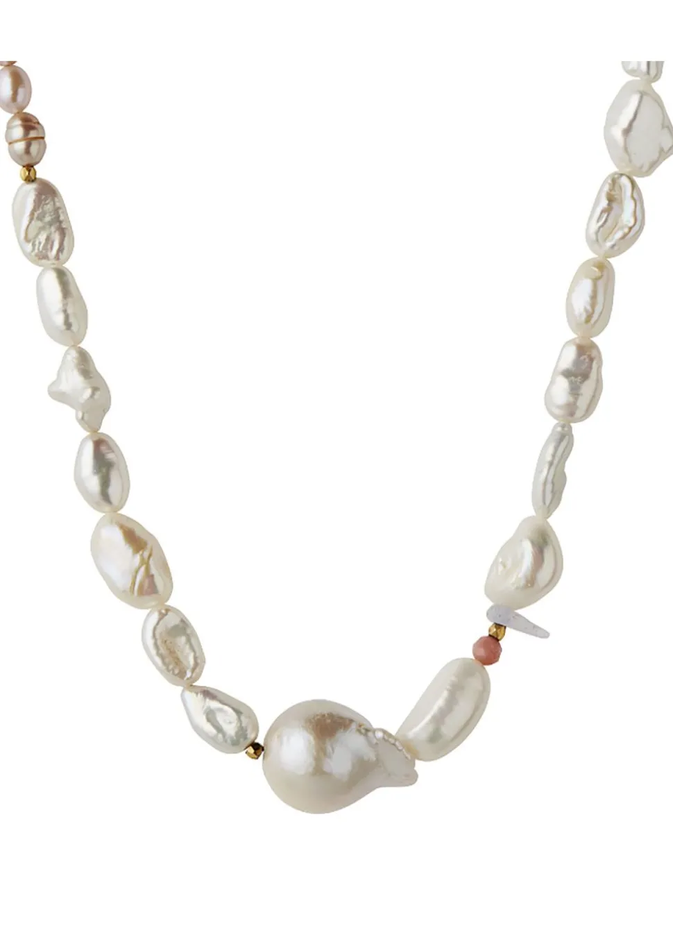 Chunky Glamour Pearl Necklace - White & Rose