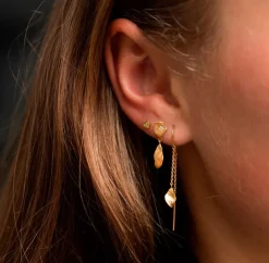 Clear Sea Earring With Stone Gold
