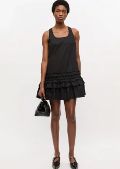Cotton Poplin U-neck Mini Dress