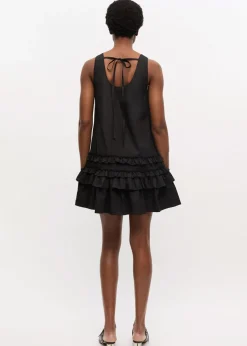 Cotton Poplin U-neck Mini Dress