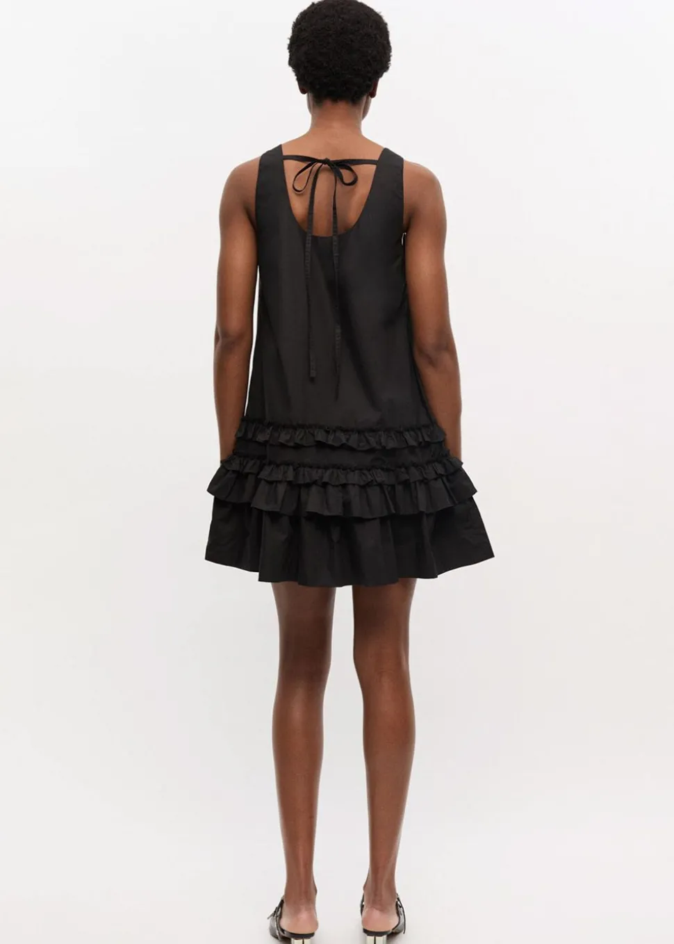 Cotton Poplin U-neck Mini Dress