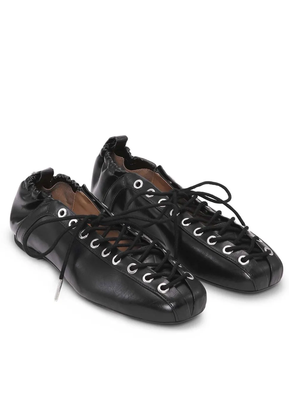 Eyelets Lace Up Ballerina Crinkle Oleatex