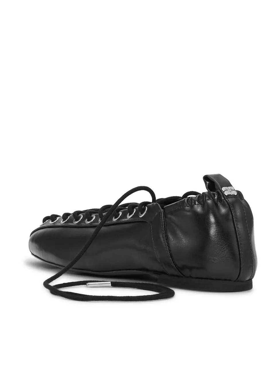 Eyelets Lace Up Ballerina Crinkle Oleatex