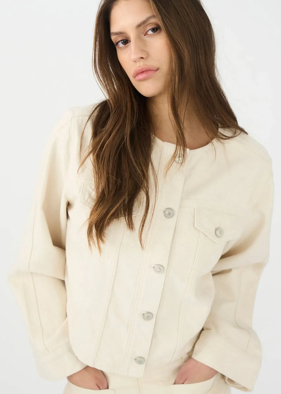 IVY-Jazz Short Jacket Wash Ecru
