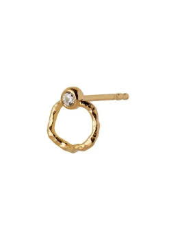 Petit Wavy Circle Earring With Stone