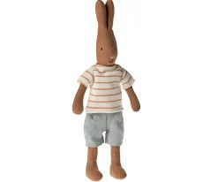 Rabbit size 1, Chocolate brown - Striped blouse and shorts