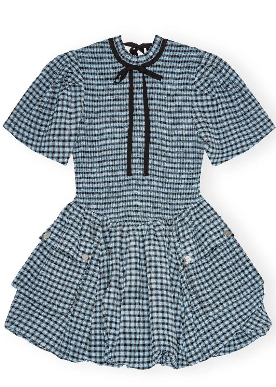 Seersucker Check Mini Smock Dress