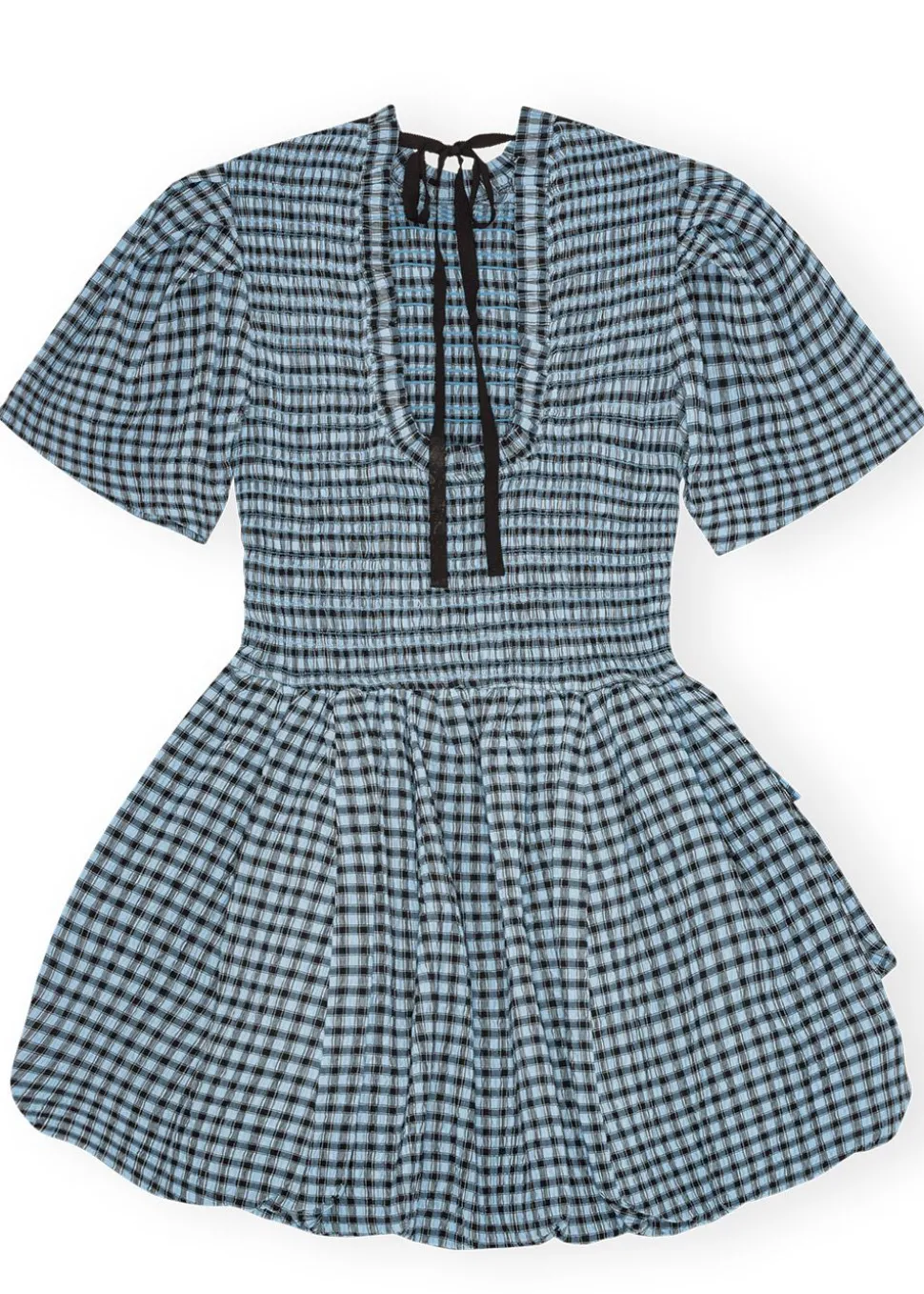 Seersucker Check Mini Smock Dress