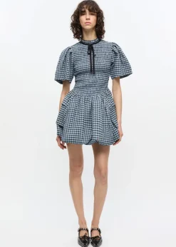 Seersucker Check Mini Smock Dress