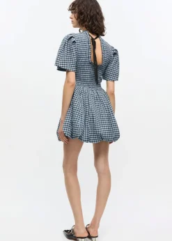 Seersucker Check Mini Smock Dress
