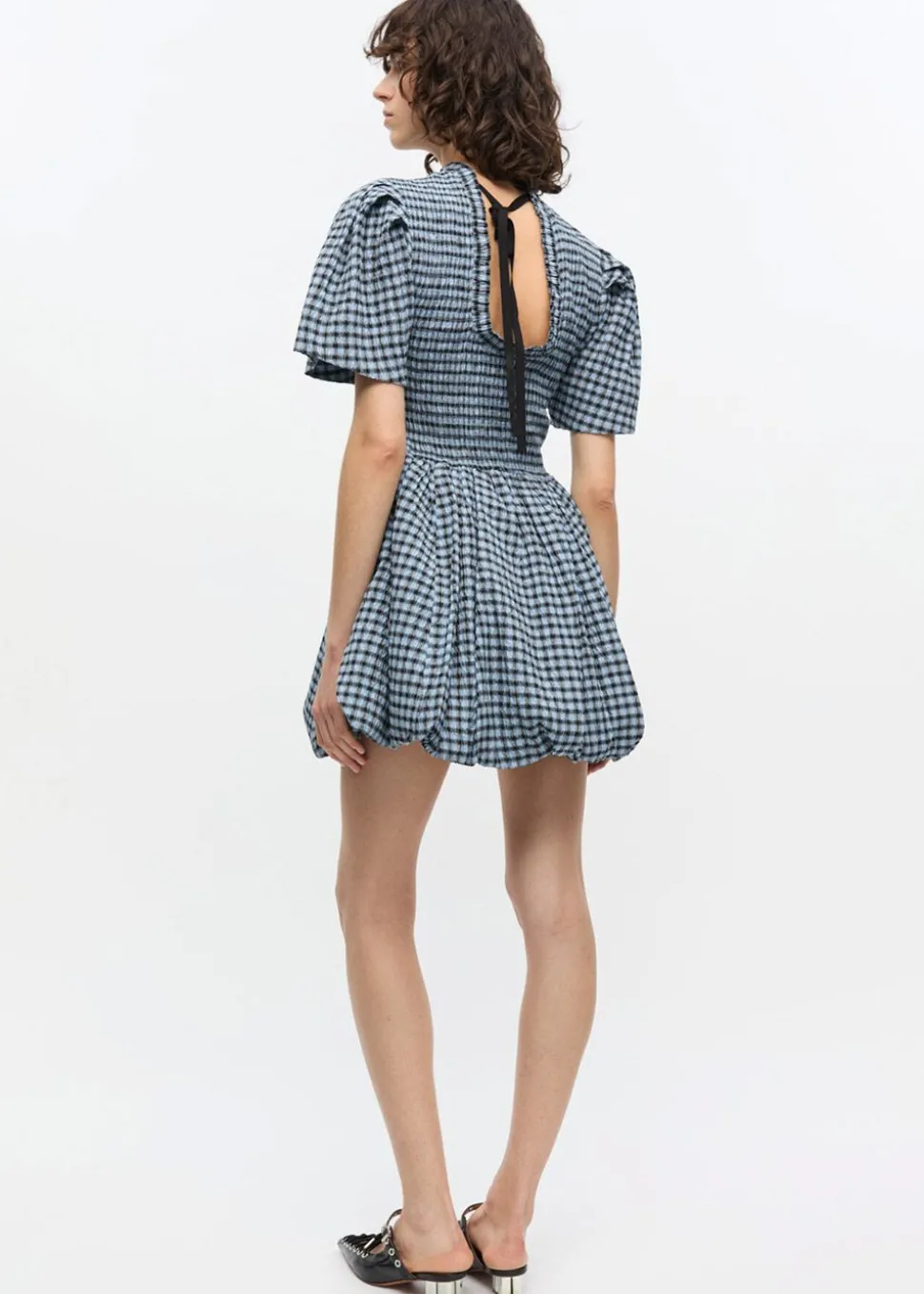 Seersucker Check Mini Smock Dress
