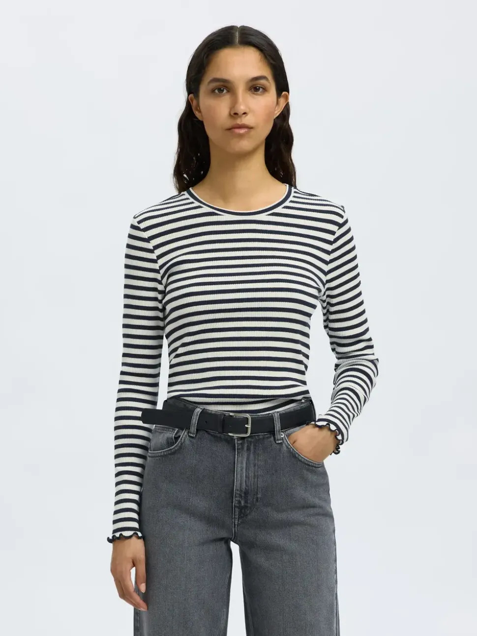 SLFAnna LS Crew Neck Tee Stripes