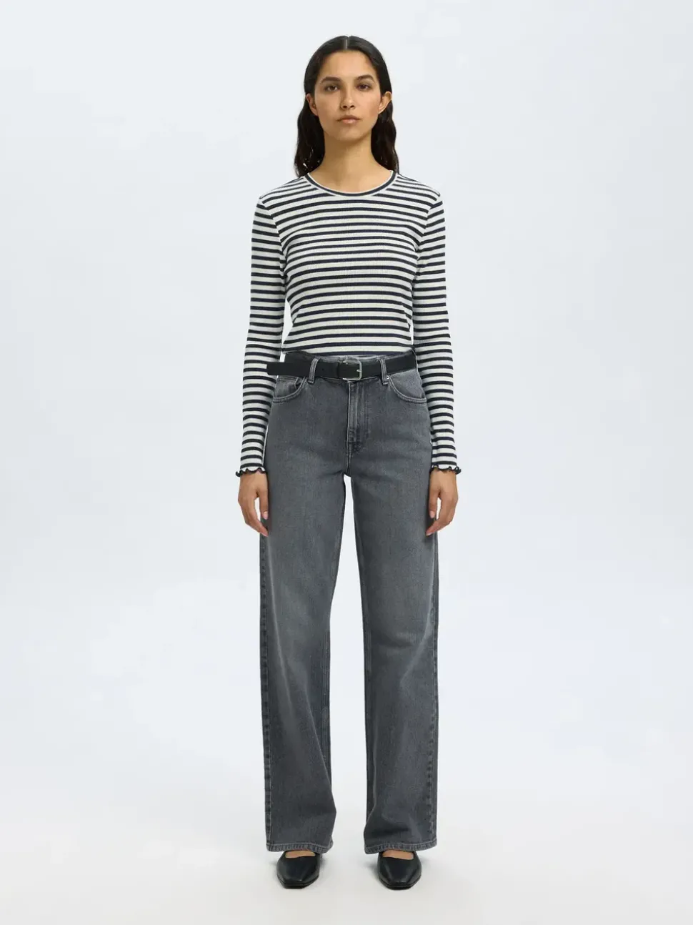 SLFAnna LS Crew Neck Tee Stripes
