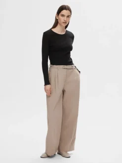 SLFAnna Plain LS Crew Neck Tee