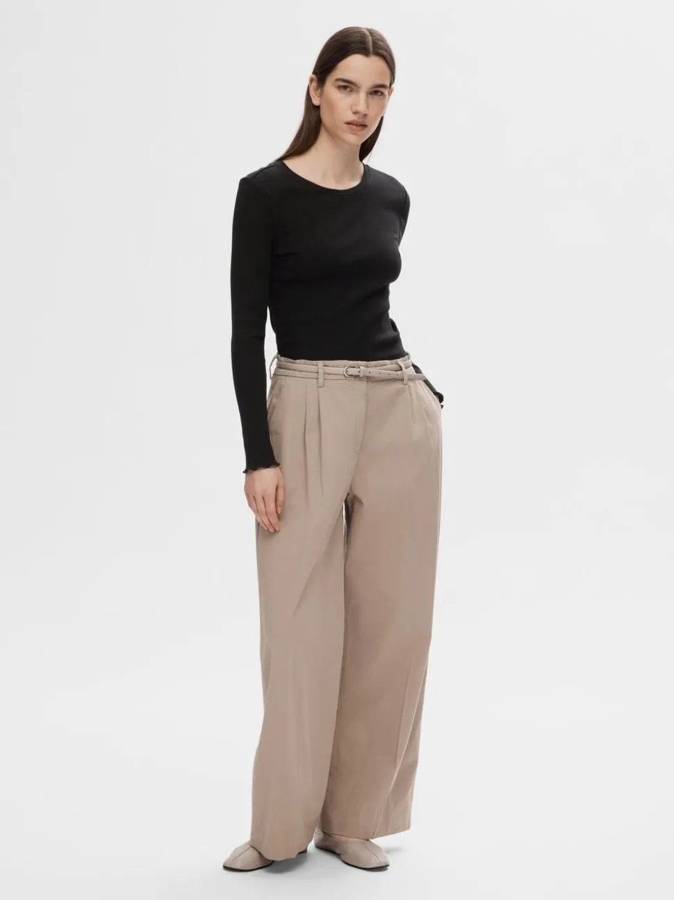 SLFAnna Plain LS Crew Neck Tee