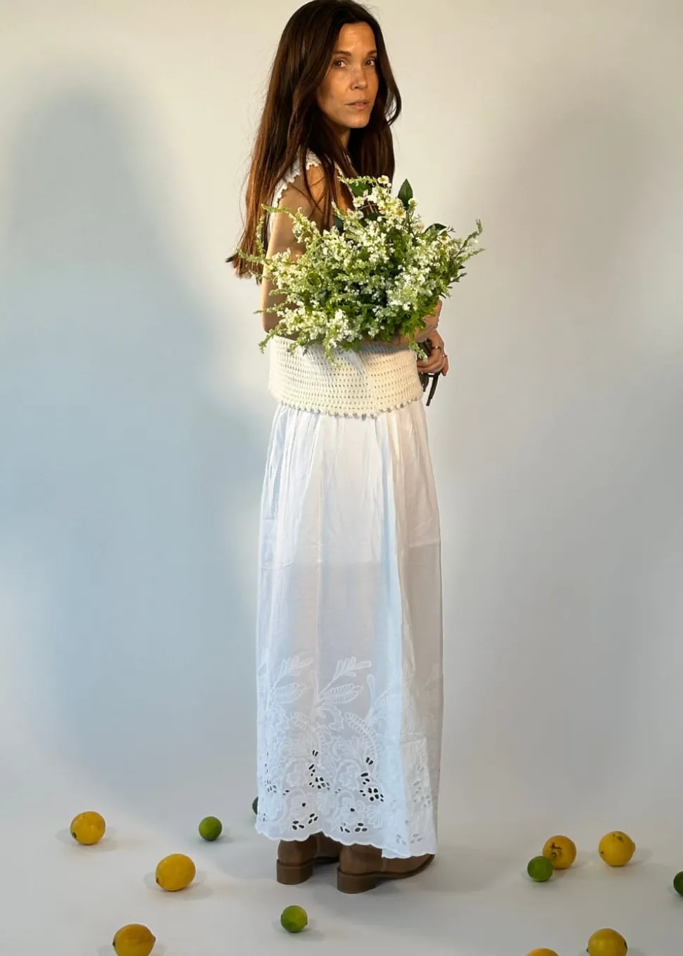 SLFDahlia HW Ankle Broderi Skirt