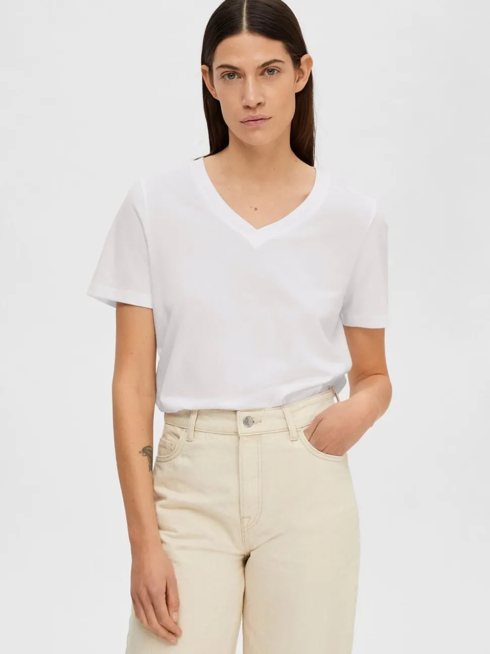 SLFMyessential SS V-neck Tee