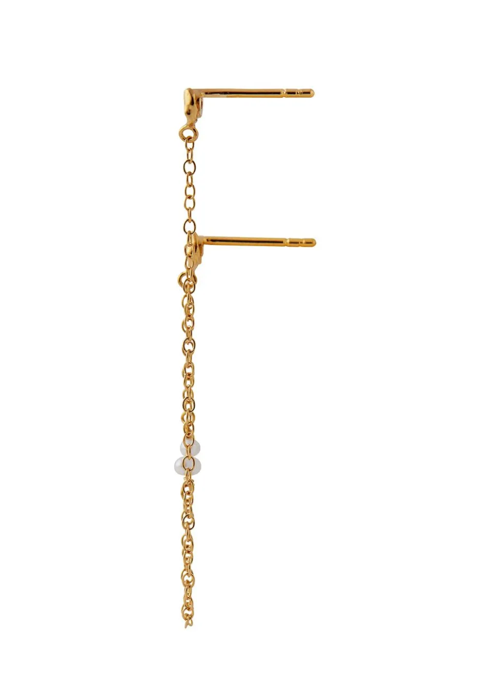 Twin Flow Earring with Stones, Chain & Pearls